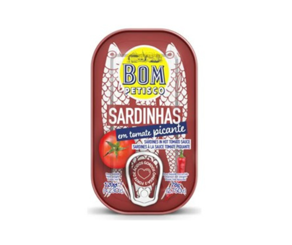 Sardynki portugalskie w pikantnym sosie pomidorowym (120 g) - Bom Petisco