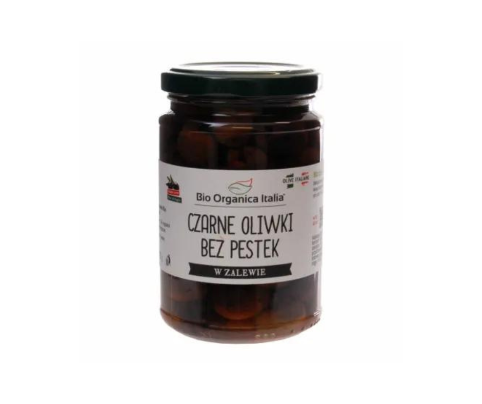 Oliwki Czarne Bez Pestek w zalewie Bio 280 g (160 g) - Bio Organica Italia