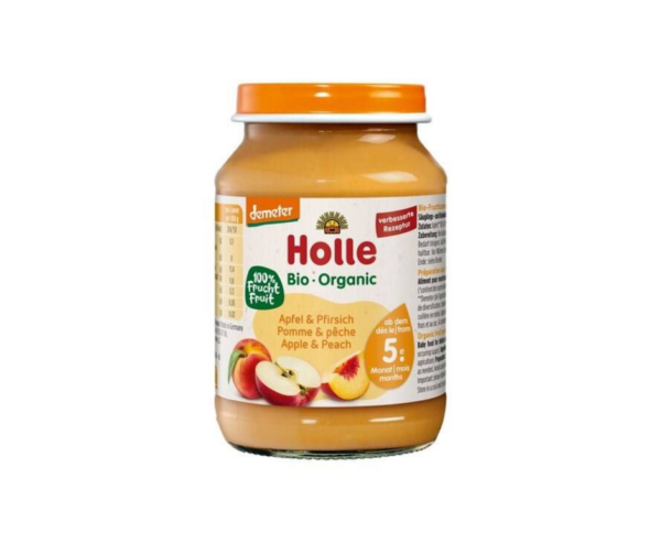 Jabłko -brzoskwinia bezglutenowe od 5miesiąca demeter bio 190 g - HOLLE