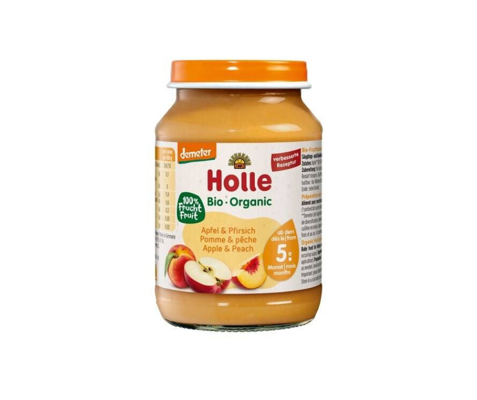 Jabłko -brzoskwinia bezglutenowe od 5miesiąca demeter bio 190 g - HOLLE