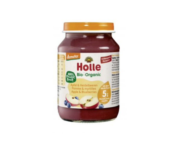 Jabłko -borówka bezglutenowe od 5miesiąca demeter bio 190 g (SŁOIK) - HOLLE