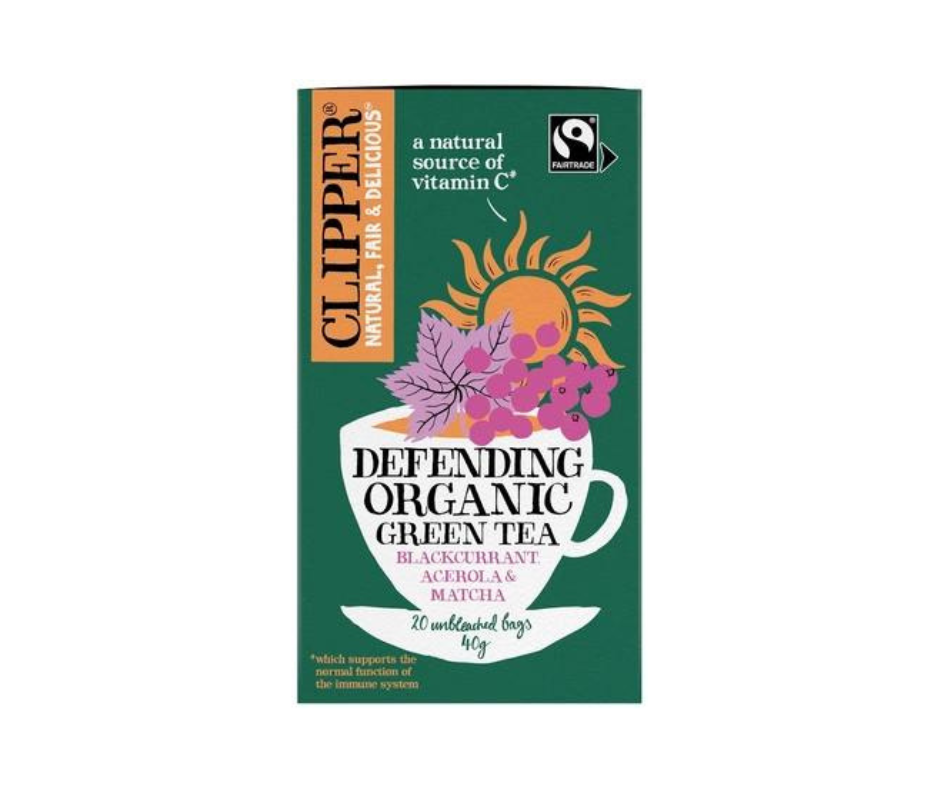 Herbata Zielona Z Czarną Porzeczką, Acerolą I Matchą "Odporność" Fair Trade Bio (20 X 2 G) 40 G - CLIPPER