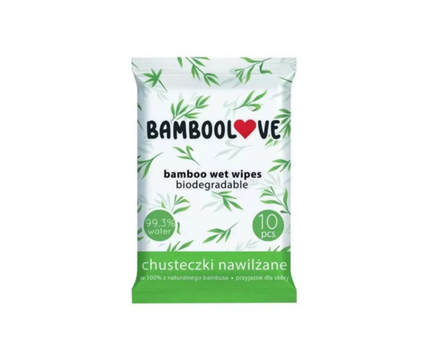 Chusteczki Bambusowe Nawilżane 10 Szt. - BAMBOOLOVE