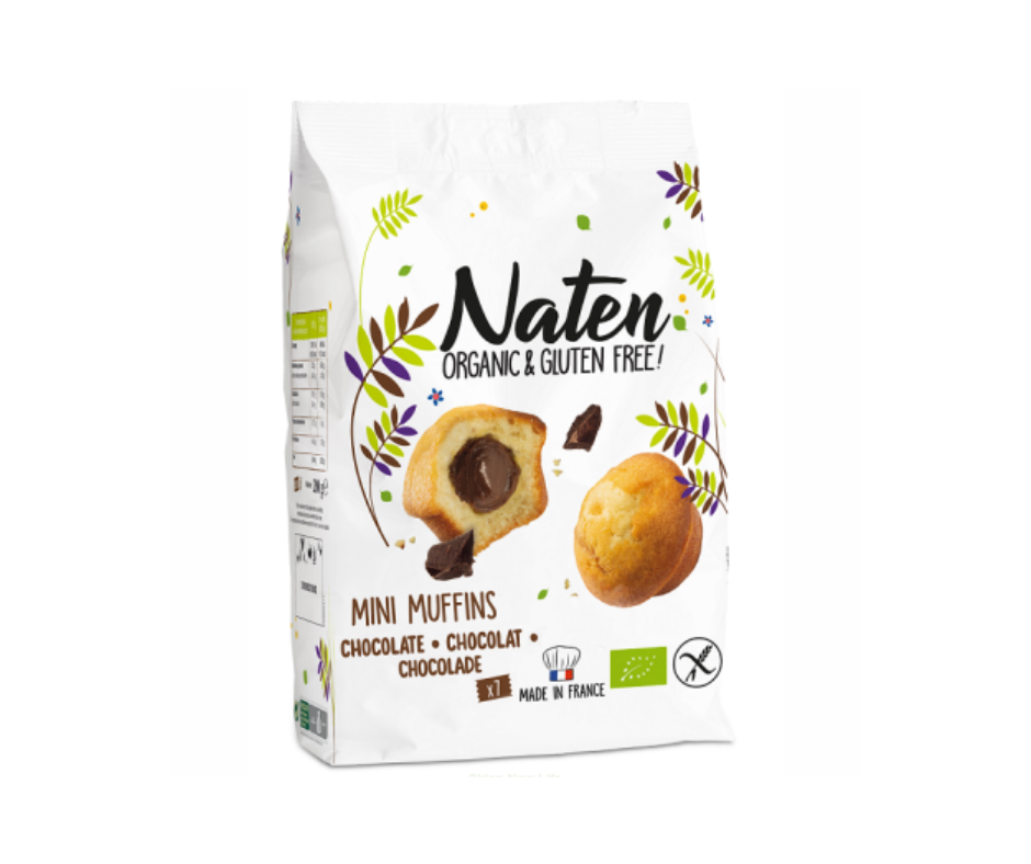 Mini Muffinki z Nadzieniem orzechowo kakaowym Bezglutenowe Bio 200 g - Naten