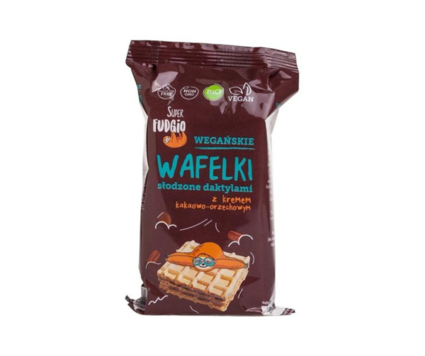 Wafelki Z Kremem Kakaowo Orzechowym Słodzone Daktylami Bio (4 X 30 G) 120 G - SUPER FUDGIO