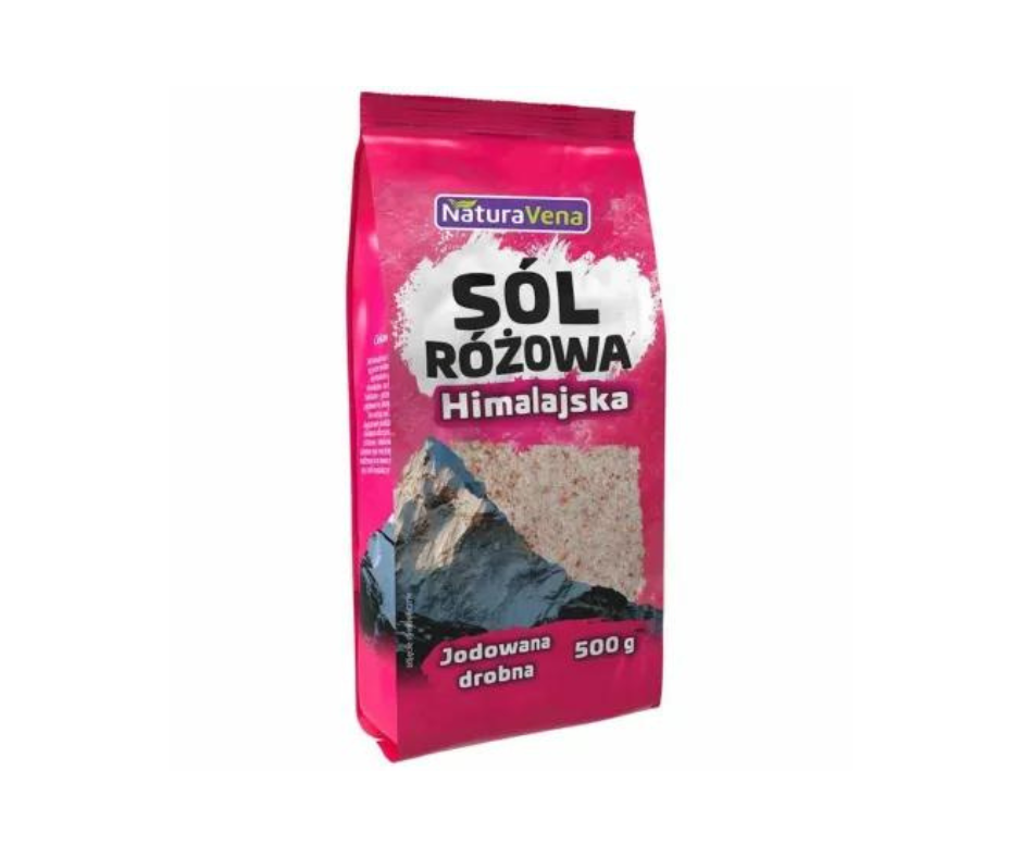 Sól Himalajska Różowa Drobna Jodowana 500 g - Naturavena