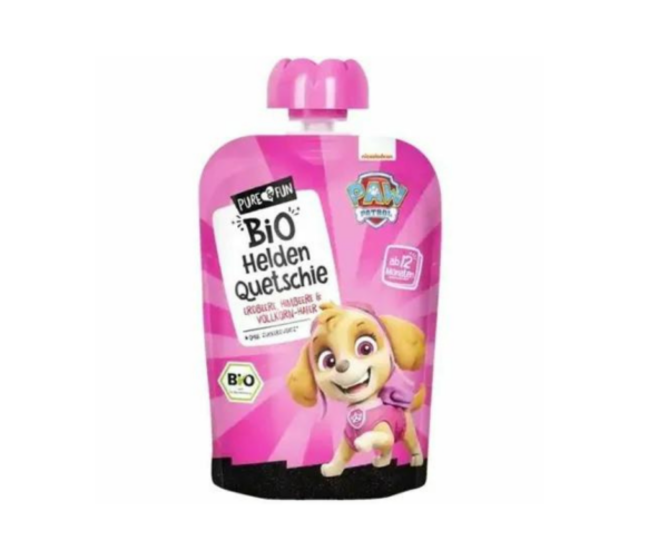 Przecier Jabłko, Truskawka, Banan, Malina z Owsem BIO 100 g Psi Patrol Skye - Pure & Fun