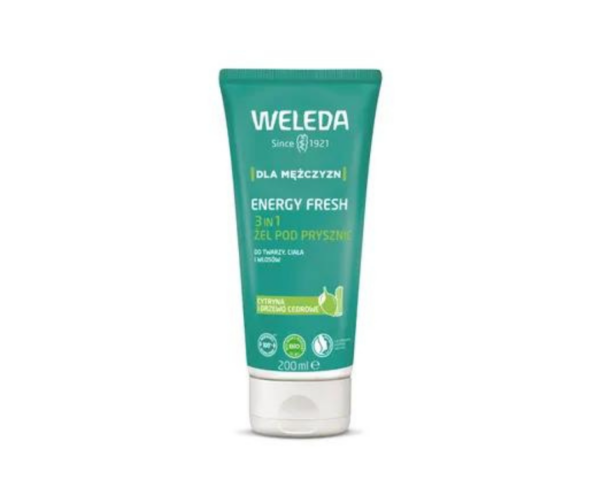 Weleda Energy Fresh 3 in 1, żel pod prysznic dla mężczyzn, 200 ml