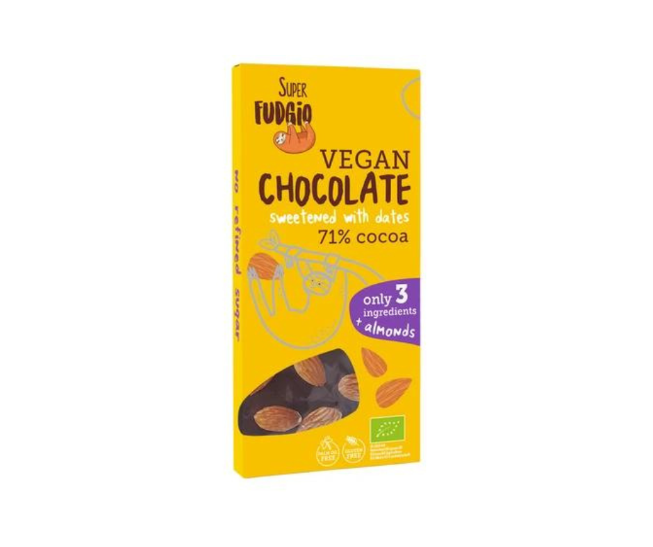 Czekolada Słodzona Daktylami z migdałami Bezglutenowa Bio 100 g Super Fudgio