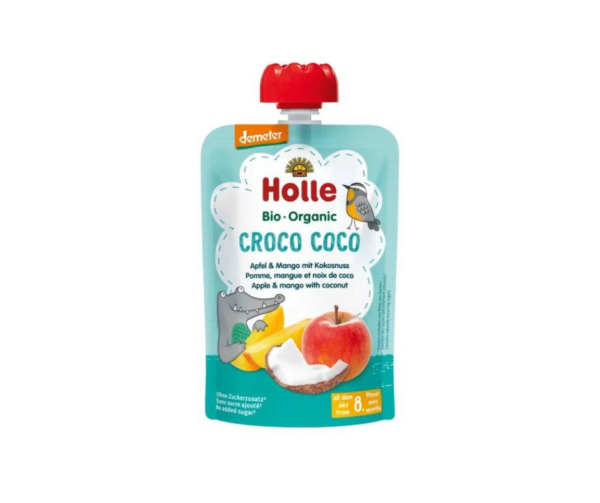 Mus W Tubce Kokosowy Krokodyl (Jabłko - Mango - Kokos) Bez Dodatku Cukrów Od 8 Miesiąca Demeter Bio 100 G - HOLLE