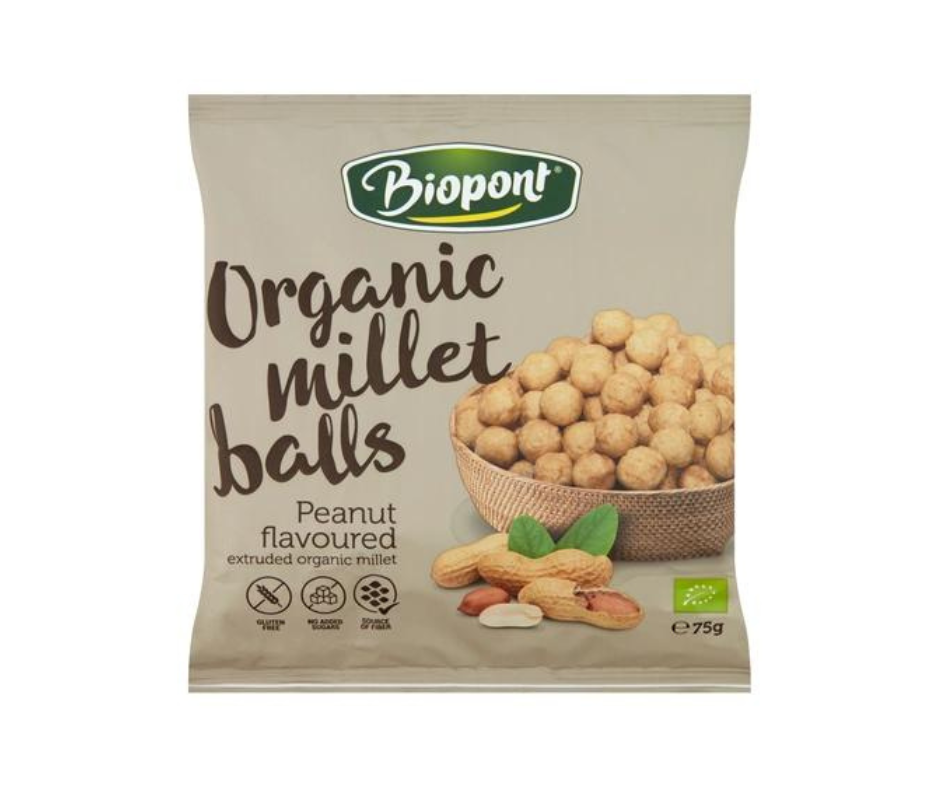 Chrupki jaglane z orzeszkami ziemnymi bezglutenowe bio 75 g- Biopont