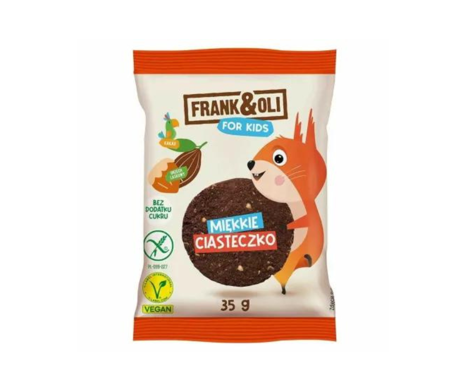 Miękkie Ciasteczko z Kakao i Pastą z Orzechów Laskowych 35 g - Frank & Oli For Kids