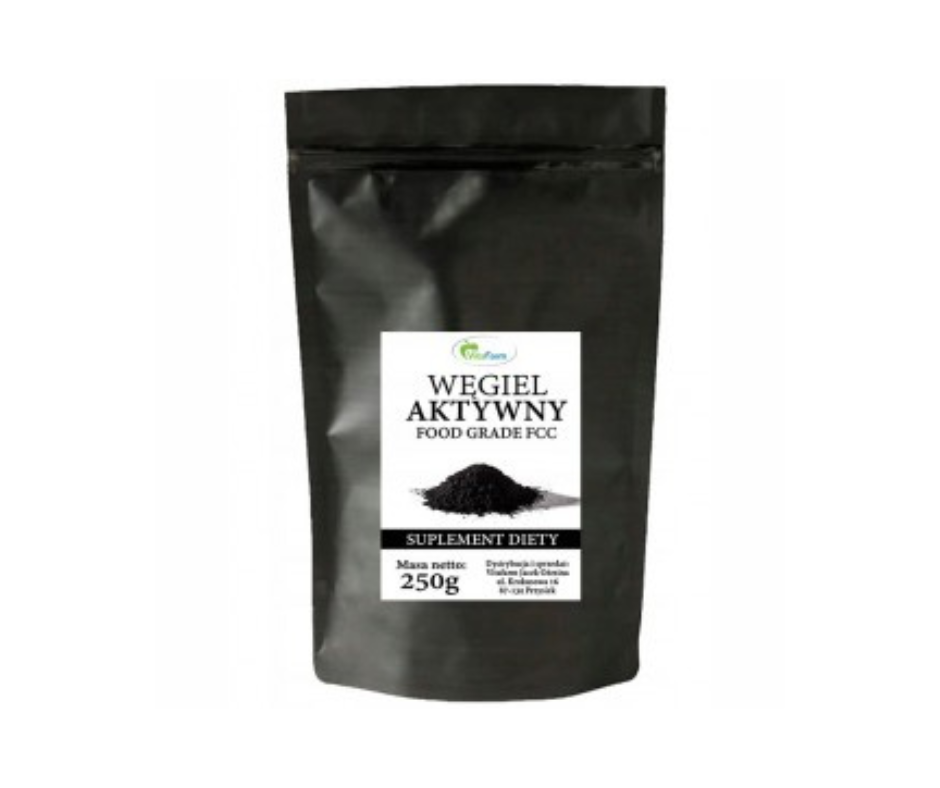 Węgiel Aktywny Drzewny w Proszku FCC Spożywczy 250 g - Vitafarm
