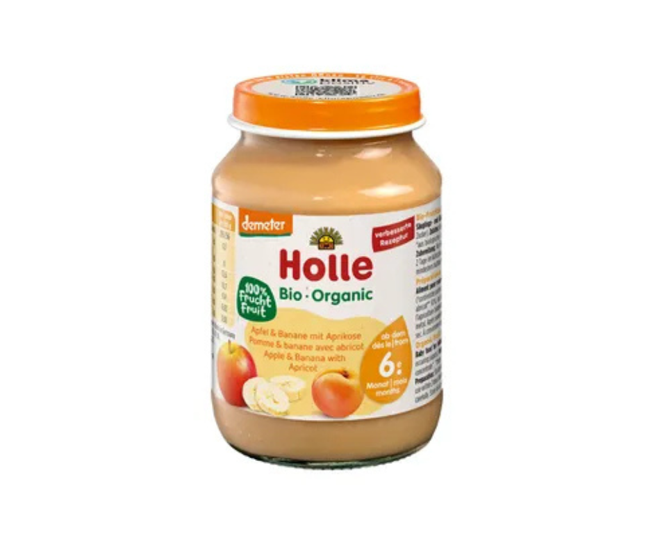 Deser jabłko z bananem i morelą BIO, po 6 miesiącu, 190 g- Holle