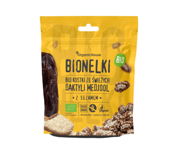 Pralinki Daktylowe Z sezamem Bezglutenowe Bio 50 G - Organic House (Bionelki)