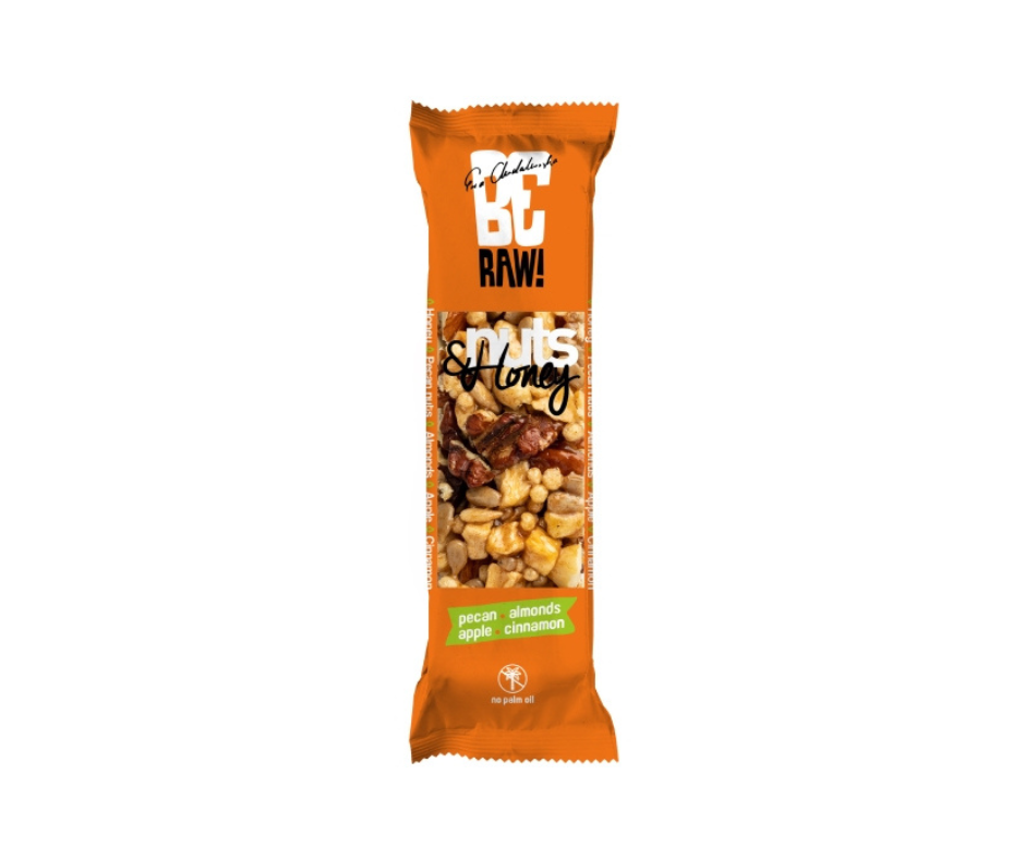 Baton orzechowy BeRAW Nuts&Honey pecan 30g, orzeszki ziemne, pekan, bez konserwantów- Ewa Chodakowska