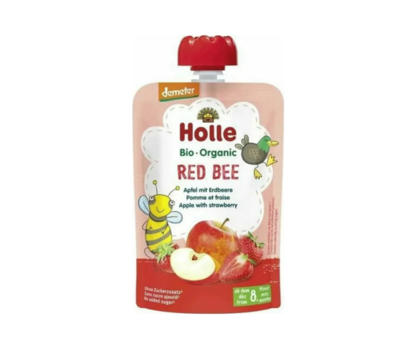 Mus Owocowy Czerwona Pszczółka Jabłko Truskawka Bio 100 g - Holle
