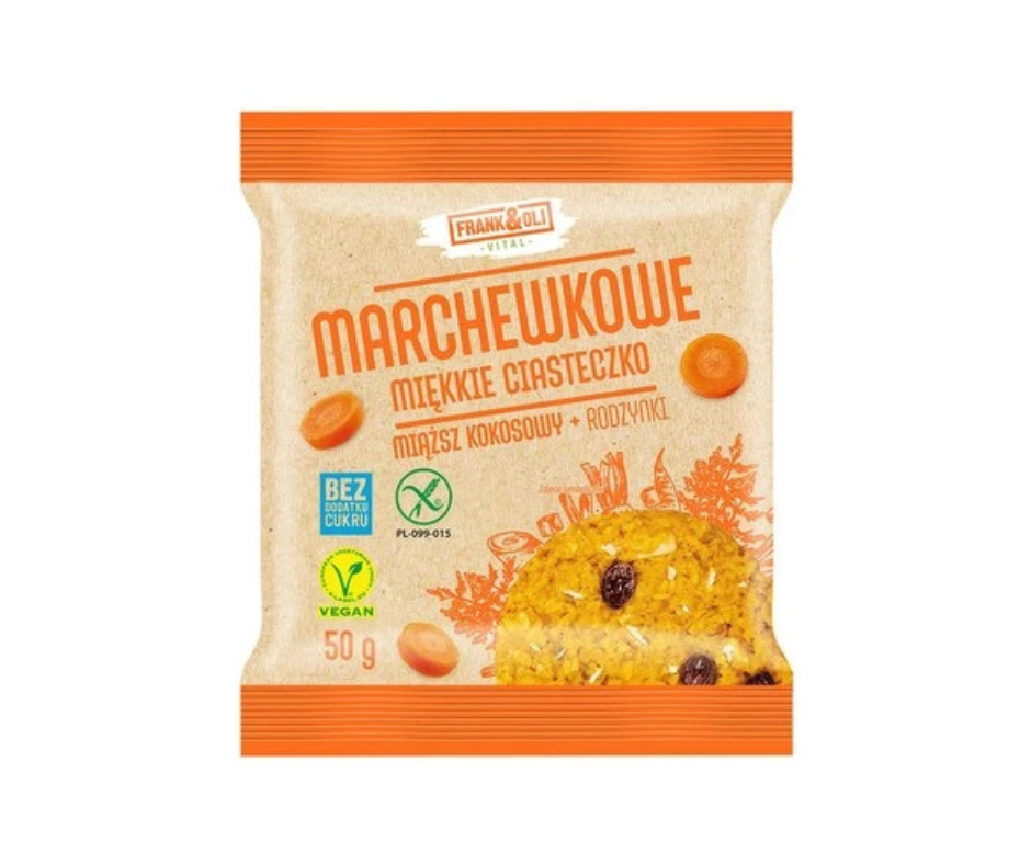 Miękkie Ciasteczko marchewkowe z miąższem kokosowym i rodzynkami 50 g - Frank&Oli