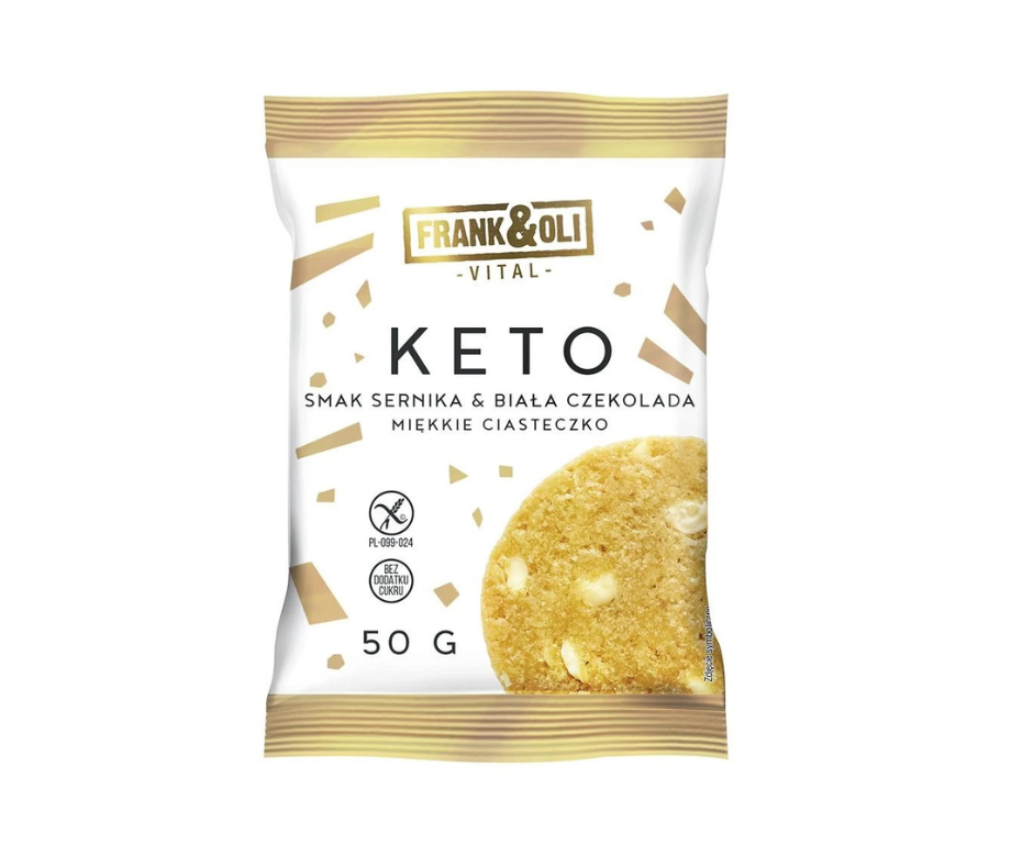 Miękkie Ciasteczko KETO sernik i biała czekolada 50 g - Frank&Oli