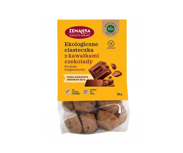Ciastka z kawałkami czekolady bezglutenowe BIO 100 g - Zemanka
