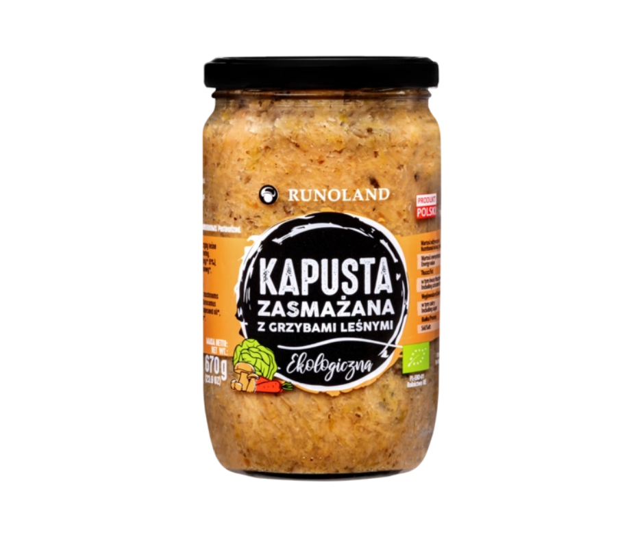 Kapusta kiszona zasmażana z grzybami leśnymi 670 g - Runoland (BIO)