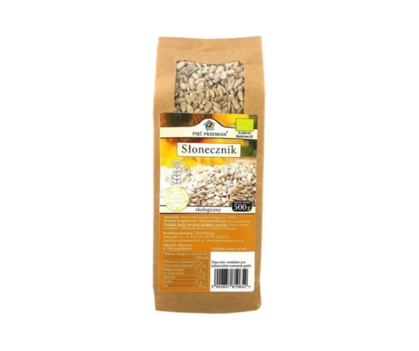 Słonecznik łuskany bezglutenowy ekologiczny 500g - Pięć przemian