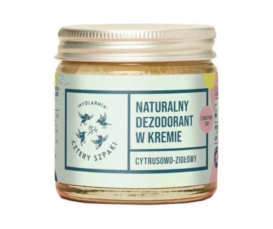 Naturalny dezodorant w kremie cytrusowo-ziołowy z dodatkiem sody 60ml- Cztery Szpaki