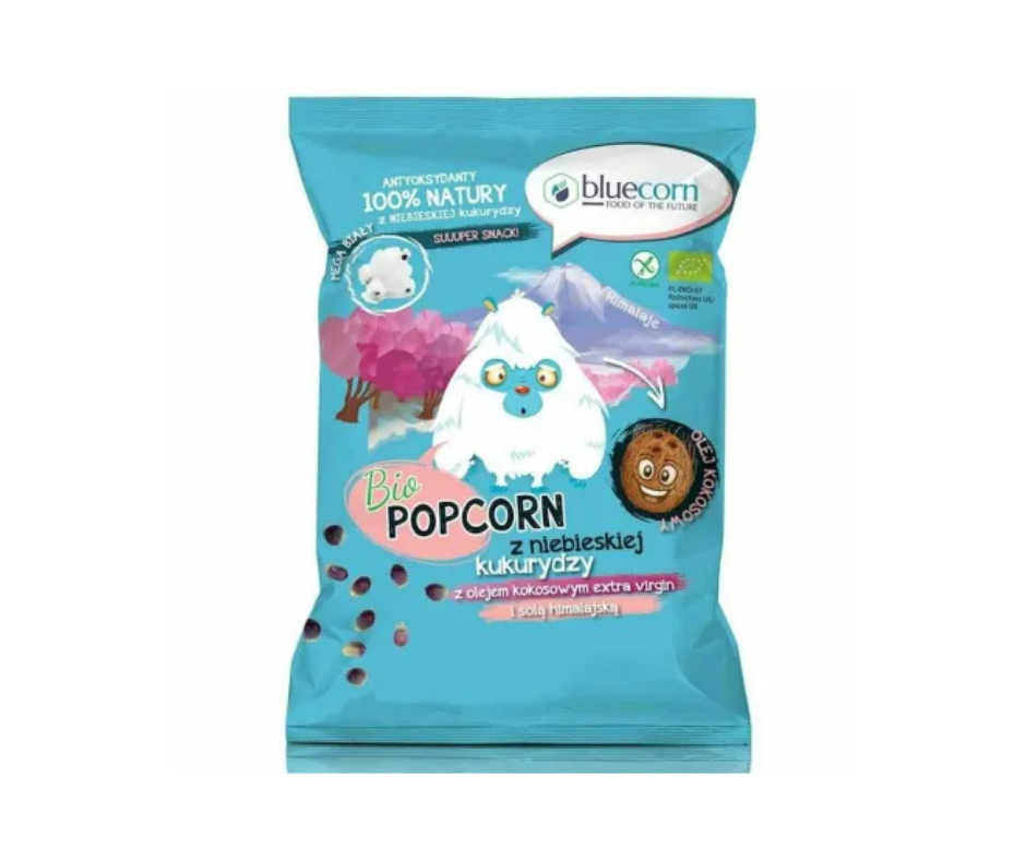 Popcorn z Niebieskiej Kukurydzy z Olejem Kokosowym extra virgin i Solą himalajską Bio 50 g - Bluecorn