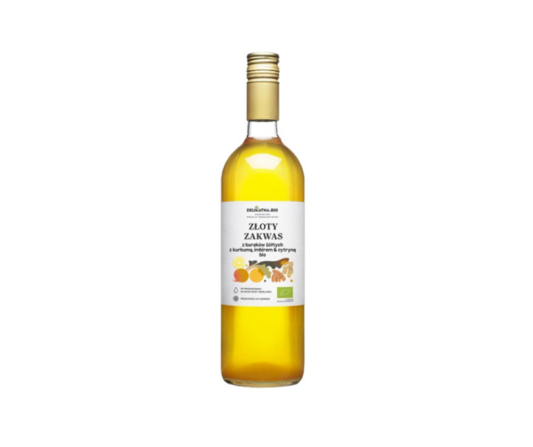 Zakwas złoty z buraków z kurkumą, imbirem i cytryną (700ml) - Delikatna.bio