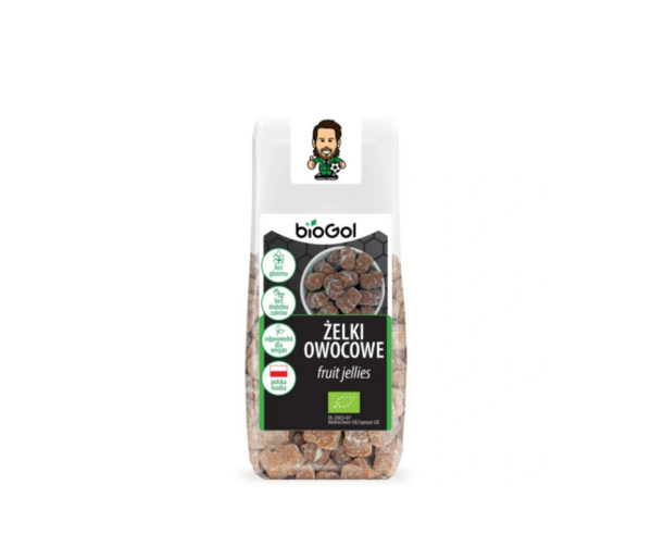 Żelki owocowe bez żelatyny, bez dodatku cukrów ,bezglutenowe Bio 90 g - Biogol