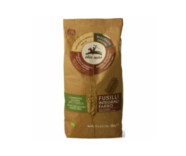 Makaron fusilli z płaskurki razowy 500 g - Alce Nero