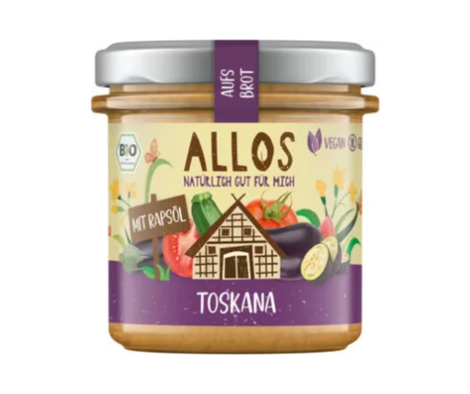 Pasta Toskana z bakłażanem, cukinią i słodką papryką, bezglutenowa 140 g- Allos