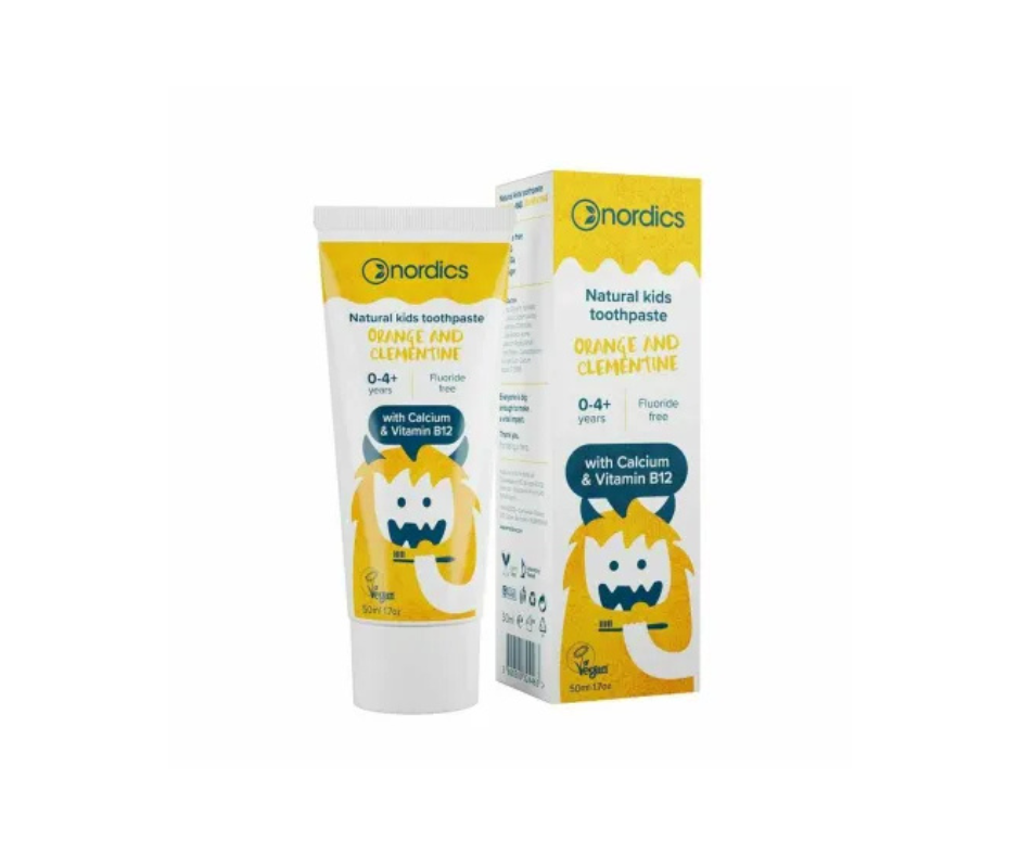 Pasta Do Zębów Dla Dzieci 0-4 lat o Smaku Pomarańczy i Klementynki Bez Fluoru 50 ml - Nordics