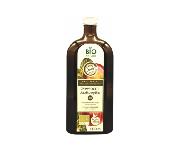 Ocet jabłkowy żywy 6% niefiltrowany BIO 500 ml - BioNaturo