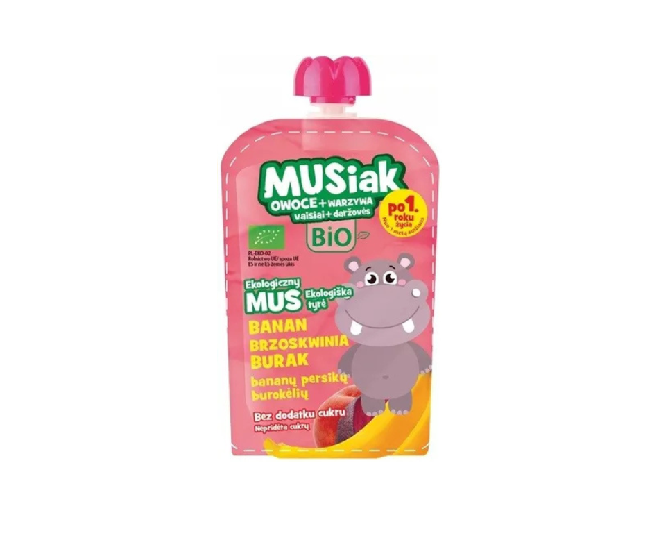 Mus owocowo warzywny banan brzoskwinia burak (100g) - BIO Musiak
