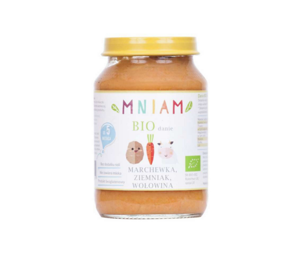 Danie marchewka, ziemniak, wołowina od 5 miesiąca BIO 190 g - AM-AM