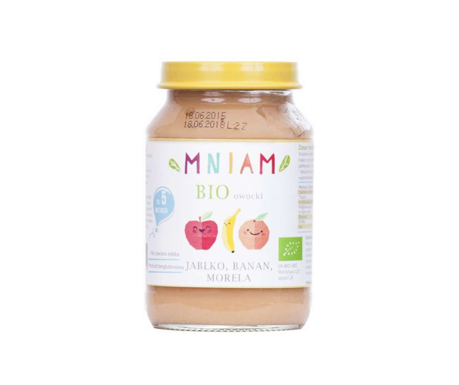 Deser jabłko, banan, morela od 5 miesiąca BIO 190 g - AM-AM