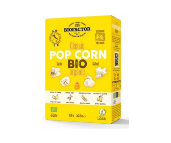 Popcorn z solą bezglutenowy do mikrofalówki (3 x 90 g) bio - BioFactor