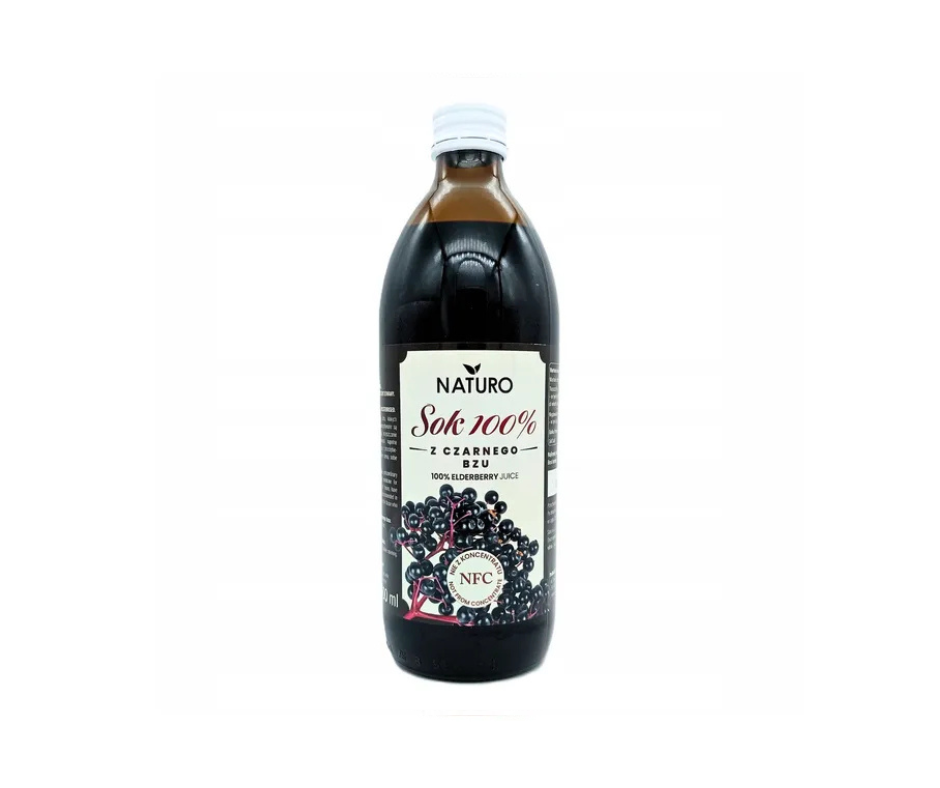 Sok z Czarnego Bzu 100% NFC Naturalny Ekologiczny Zdrowy 500ml- Naturo