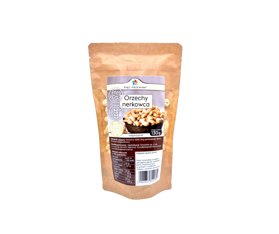 Orzechy nerkowca nieprażone 130 g- Pięć Przemian