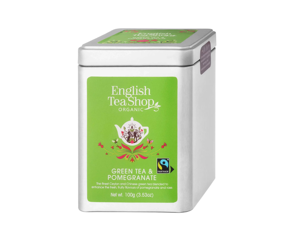 Herbata zielona z granatem i płatkami róży herbata sypana 100g puszka- English Tea Shop