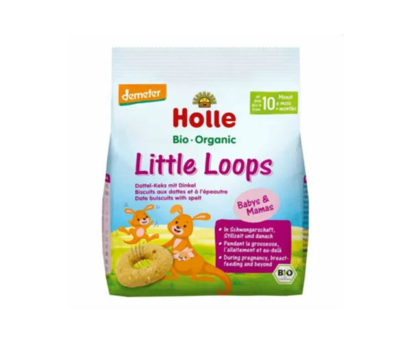 Ciastka Orkiszowo - daktylowe Little Loops Bio Demeter 80 g - Holle