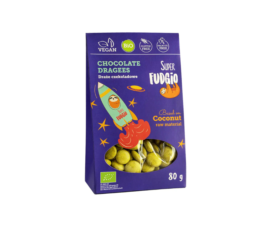 Wegańskie draże czekoladowe z kurkumą 80 g - Super Fudgio