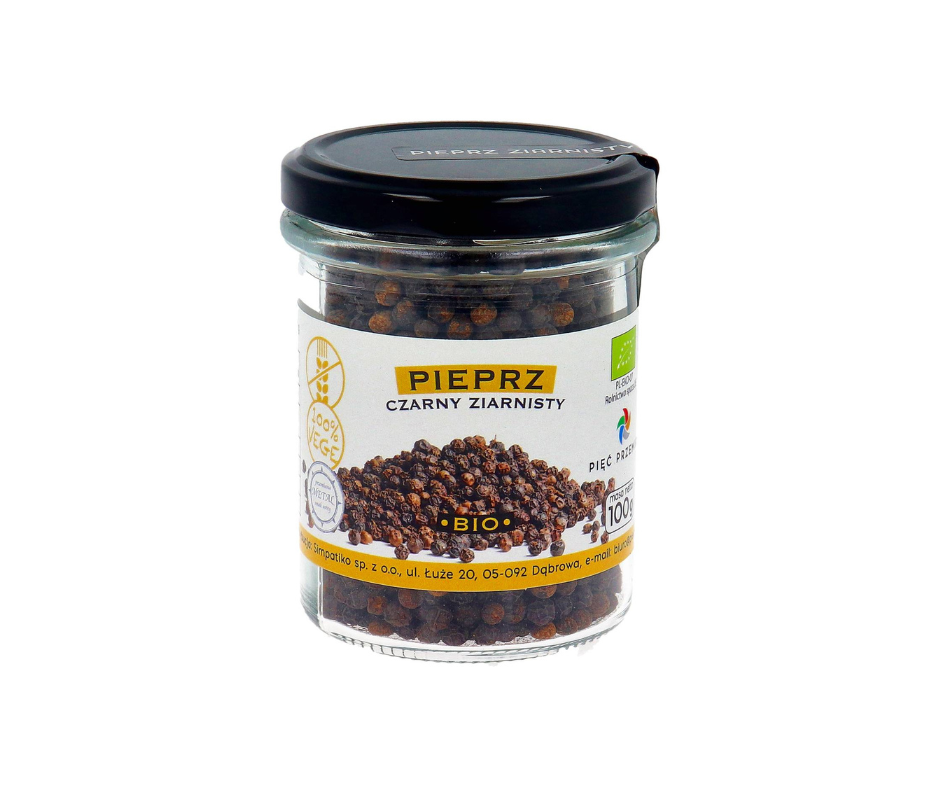 Pieprz czarny ziarnisty BIO 100 g- Pięć Przemian