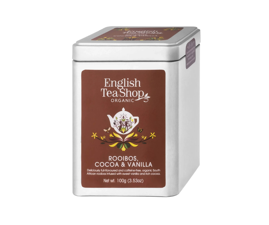 Herbata rooibos z ziarnem kakaowca i wanilią 100g puszka- English Tea Shop