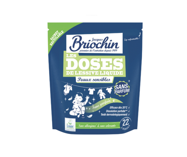 Kapsułki do prania dla skóry wrażliwej, bez zapachu 22 szt. -Briochin