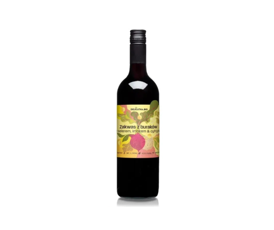 Zakwas z buraków z selerem imbirem i cytryną 750 ml - Delikatna.bio