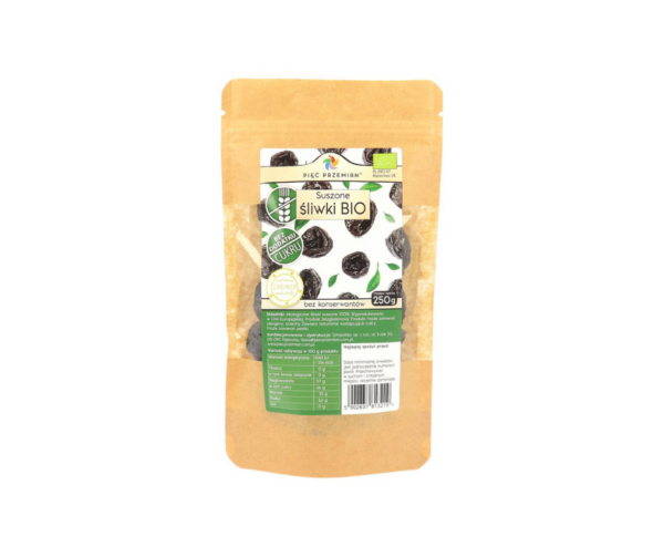 Śliwki suszone BIO bezglutenowe 250g - Pięć Przemian