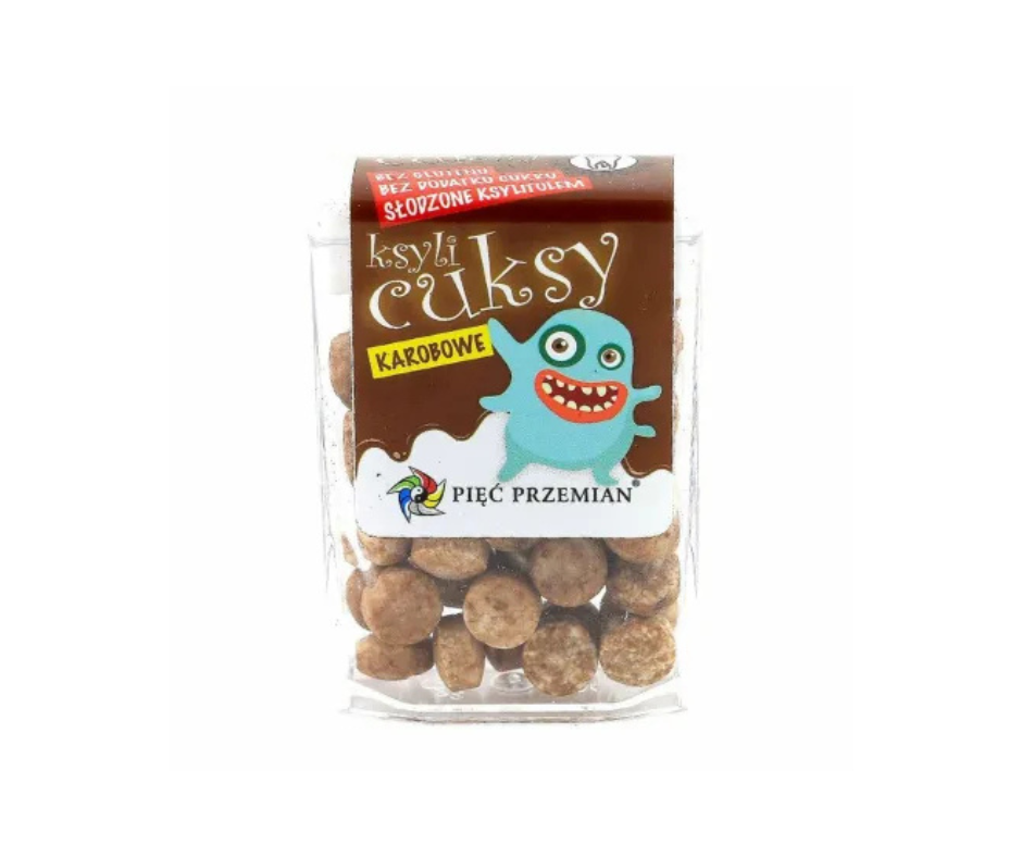 Cuksy z Karobem - Cukierki z Ksylitolem 13 g - Pięć Przemian