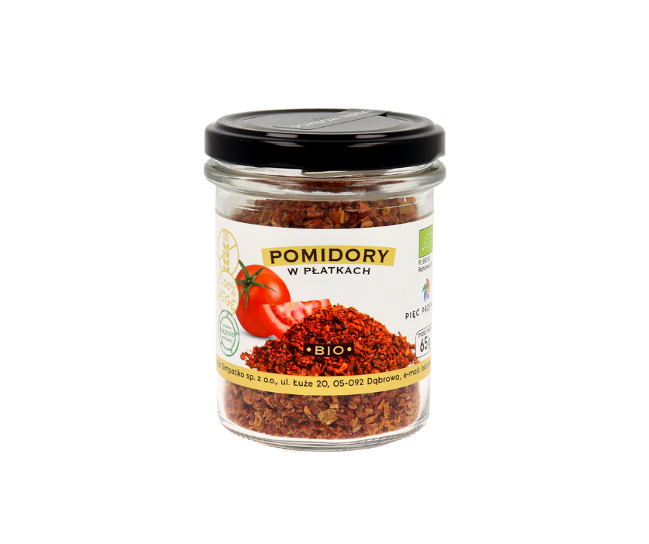 Pomidory w płatkach bezglutenowe BIO 65 g - Pięć Przemian
